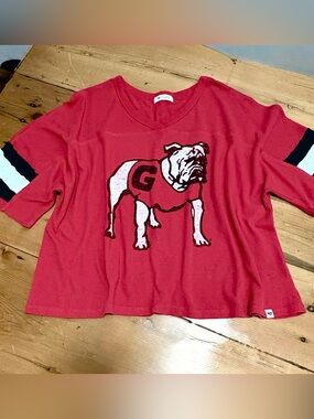 NWOT - Ladies 47 Brand Gridiron UGA Dawgs Crop T-Shirt